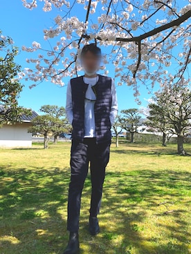 「orcival」｜「アイテム（ダウンベスト）」を使った、asahi523さん（レディース・156cm）の春コーディネート
