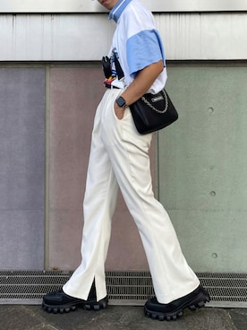 「BASIC COTTON（ベーシックコットン）のアイテム（バッグ）」を使った、kazukiさん（メンズ・160cm）の夏コーディネート