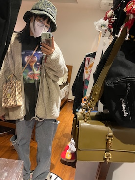 「thisisneverthat（ディスイズネバーザット）のアイテム（帽子）」を使った、Rai Chouさん（レディース・159cm）の冬コーディネート