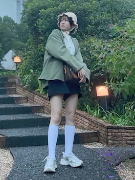 「WC（ダブル シー）のアイテム（帽子）」を使った、ヤナギ サキさん（レディース・157cm）の冬コーディネート