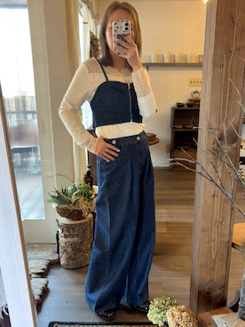 「アイテム（チューブトップ）」を使った、Rerinaさん（レディース・162cm）の冬コーディネート