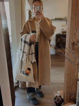 「アイテム（ストール/ショール、その他）」を使った、Rerinaさん（レディース・162cm）の秋コーディネート