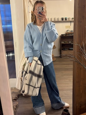 「アイテム（ストール/ショール、その他）」を使った、Rerinaさん（レディース・162cm）の秋コーディネート