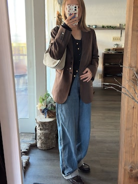 「アイテム（ピーコート）」を使った、Rerinaさん（レディース・162cm）の秋コーディネート