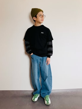 「アイテム（デニムパンツ）」を使った、syun★さん（キッズ・155cm）の秋コーディネート