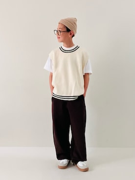「√nuage（ルートニュアージュ）のウェーブラインパステルスニーカー（スニーカー）」を使った、syun★さん（キッズ・146cm）の夏コーディネート