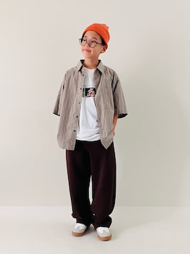 「√nuage（ルートニュアージュ）のウェーブラインパステルスニーカー（スニーカー）」を使った、syun★さん（キッズ・146cm）の夏コーディネート