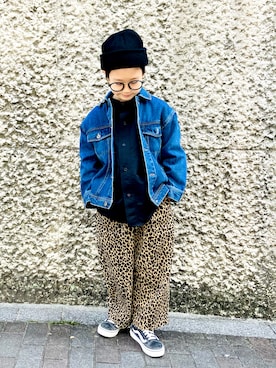 「ニットキャップ」｜「アイテム（デニムジャケット）」を使った、syun★さん（キッズ・130cm）の秋コーディネート
