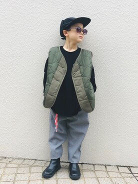 「むすこーで」｜「アイテム（ノーカラージャケット）」を使った、syun★さん（キッズ・120cm）の秋コーディネート