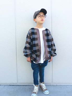 「キャンプ」｜「アイテム（ブルゾン）」を使った、syun★さん（キッズ・120cm）の秋コーディネート