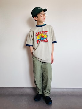 「GU（ジーユー）のアイテム（キャップ）」を使った、syun★さん（キッズ・150cm）の夏コーディネート
