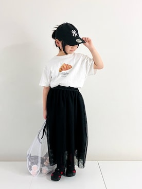「アイテム（スカート、ブラック系）」を使った、syun★さん（キッズ・135cm）の春コーディネート
