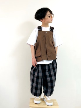 「アイテム（ベスト、ブラウン系）」を使った、syun★さん（キッズ・126cm）の夏コーディネート
