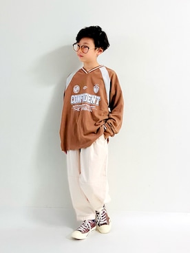 「アイテム（その他パンツ、ホワイト系）」を使った、syun★さん（キッズ・135cm）の秋コーディネート