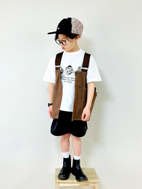 「アイテム（ベスト、ブラウン系）」を使った、syun★さん（キッズ・131cm）の春コーディネート
