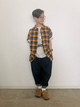 「undeny.（アンディニ－）のundeny/アンディニー　バルーンパンツ（その他パンツ、ブルー系）」を使った、syun★さん（キッズ・149cm）の春コーディネート
