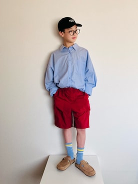 「GU（ジーユー）のアイテム（キャップ）」を使った、syun★さん（キッズ・149cm）の春コーディネート