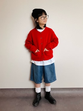 「アイテム（デニムパンツ）」を使った、syun★さん（キッズ・153cm）の秋コーディネート