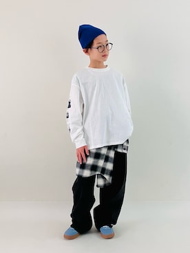 「アイテム（ニットキャップ/ビーニー）」を使った、syun★さん（キッズ・146cm）の秋コーディネート
