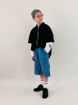 「アイテム（ニットキャップ/ビーニー）」を使った、syun★さん（キッズ・146cm）の秋コーディネート