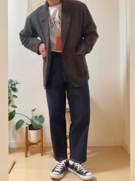 「SLICK（スリック）のアイテム（テーラードジャケット）」を使った、遅咲きの服好きさん（メンズ・167cm）の冬コーディネート