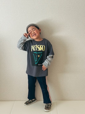 「MARKEY'S（マーキーズ）のアイテム（パンツ、ブルー系）」を使った、utaさん（キッズ・110cm）の春コーディネート