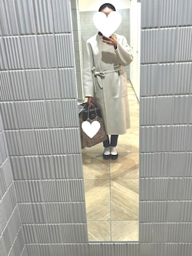 「アイテム（ノーカラーコート）」を使った、chhさん（レディース・163cm）の冬コーディネート