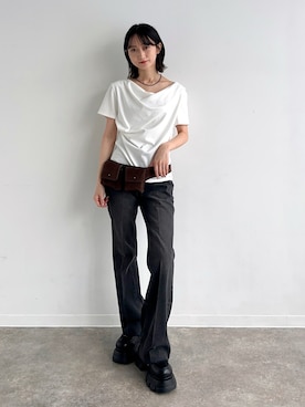 「SLY（スライ）のアイテム（パンツ）」を使った、maoさん（レディース・153cm）の夏コーディネート