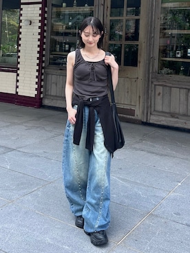 「HARE（ハレ）のアイテム（ベルト）」を使った、maoさん（レディース・153cm）の夏コーディネート