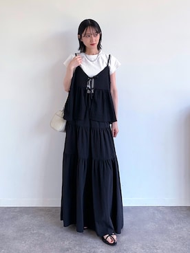 「SENDOOのアイテム（Tシャツ/カットソー、ホワイト系）」を使った、maoさん（レディース・153cm）の夏コーディネート