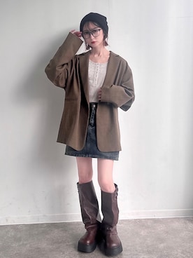 「NOGLE（ノグル）のアイテム（ジャケット/アウター）」を使った、maoさん（レディース・153cm）の秋コーディネート