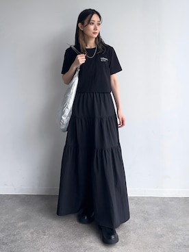 「ショート丈トップス」｜maoさん（骨格ウェーブ・レディース・152cm）の夏コーディネート