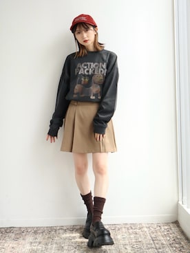 「アイテム（イヤーカフ）」を使った、maoさん（レディース・153cm）の秋コーディネート