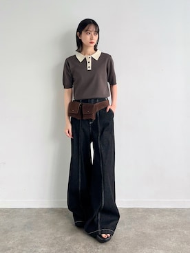 「NOGLE（ノグル）のアイテム（パンツ）」を使った、maoさん（レディース・153cm）の夏コーディネート