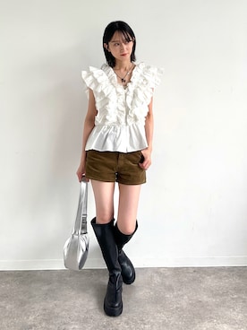 「SLY（スライ）のアイテム」を使った、maoさん（レディース・153cm）の夏コーディネート