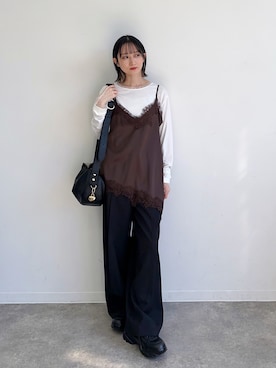 「NOGLE（ノグル）のアイテム（パンツ）」を使った、maoさん（レディース・153cm）の春コーディネート