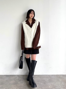 「NOGLE（ノグル）のアイテム（ジャケット/アウター）」を使った、maoさん（レディース・153cm）の秋コーディネート