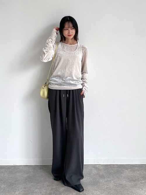 【新品】シアーベロアレイヤードトップス セール】2WAYレイヤードシアーベロアトップス（Tシャツ/カットソー