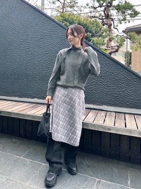 「マフラー」｜「アイテム（スラックス）」を使った、maoさん（レディース・152cm）の春コーディネート
