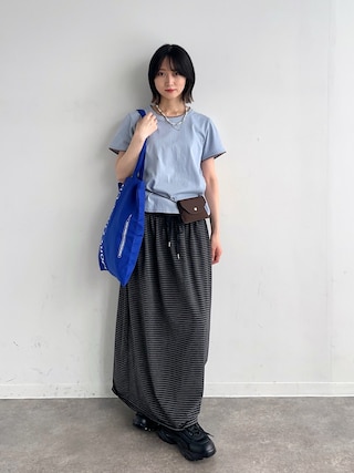 「NOGLE(ノグル)の【NOGLE/ノグル】スカラップステッチ半袖Tシャツ(Tシャツ/カットソー)」を使った、maoさん(レディース・153cm)の春コーディネート