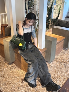 「アイテム（ボストンバッグ）」を使った、maoさん（レディース・153cm）の夏コーディネート