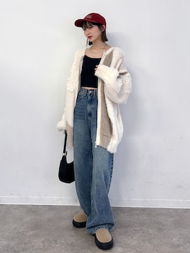 「NOGLE（ノグル）のアイテム（キャップ）」を使った、maoさん（レディース・153cm）の秋コーディネート