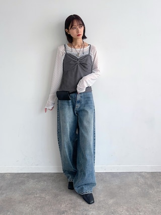 「NOGLE(ノグル)の【NOGLE/ノグル】フロッキードットシア―ロンT(Tシャツ/カットソー)」を使った、maoさん(レディース・153cm)の秋コーディネート