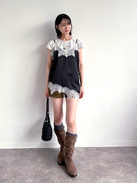 「SLY（スライ）のアイテム（パンツ）」を使った、maoさん（レディース・153cm）の夏コーディネート