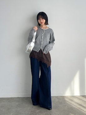 「NOGLE（ノグル）のアイテム（パンツ）」を使った、maoさん（レディース・153cm）の春コーディネート