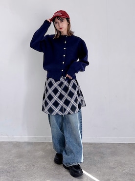 「NOGLE（ノグル）のアイテム（キャップ）」を使った、maoさん（レディース・153cm）の秋コーディネート
