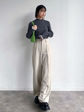 「トレンド秋素材コーデ」｜maoさん（レディース・153cm）の秋コーディネート