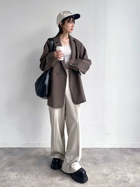 「NOGLE（ノグル）のアイテム（ジャケット/アウター）」を使った、maoさん（レディース・153cm）の秋コーディネート