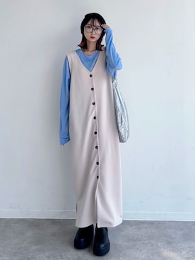 「アイテム（メガネ）」を使った、maoさん（レディース・153cm）の夏コーディネート