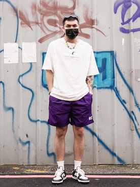 「repos（ルポ）のアイテム（トップス）」を使った、wadeさん（メンズ・175cm）の夏コーディネート